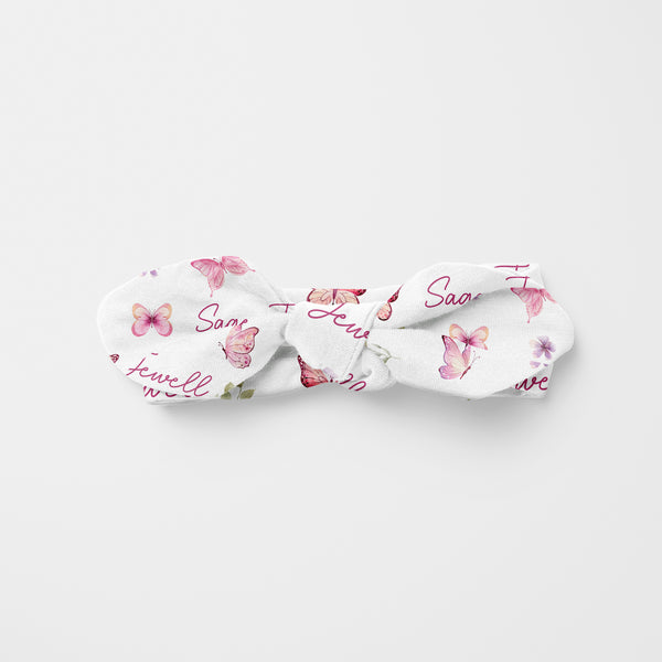 Pink Butterfly Personalized Knotted Headband