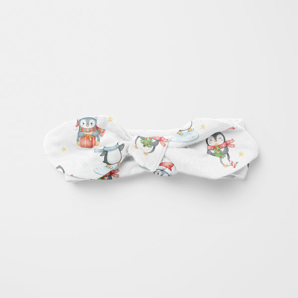 Snow Penguin Personalized Knotted Headband