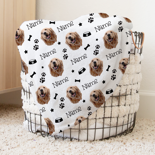 Personalized Custom Dog Potrait Kids Minky Blanket