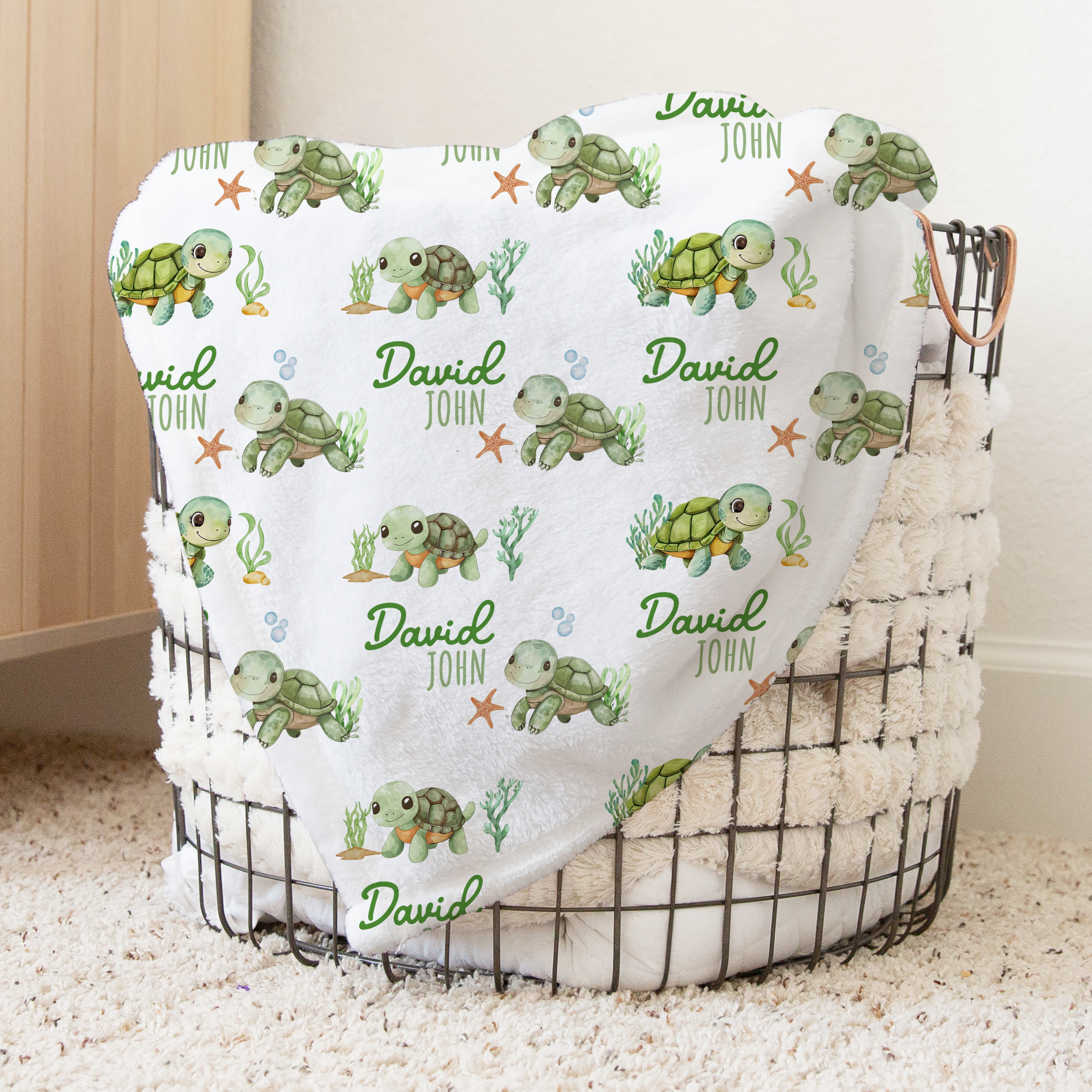 Sea Turtle Personalized Minky Blanket