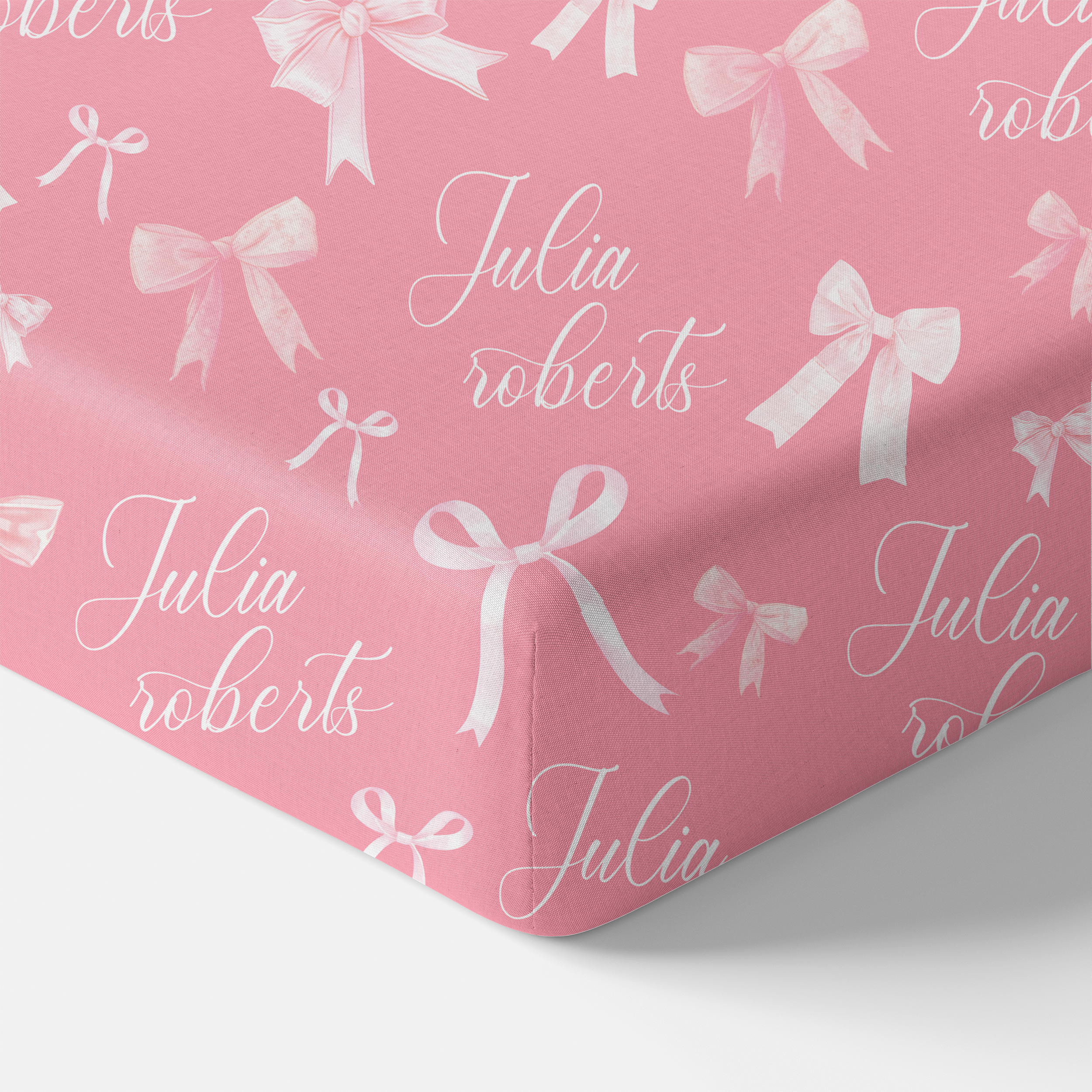 Pink Coquette Bow Personalized Crib Sheet