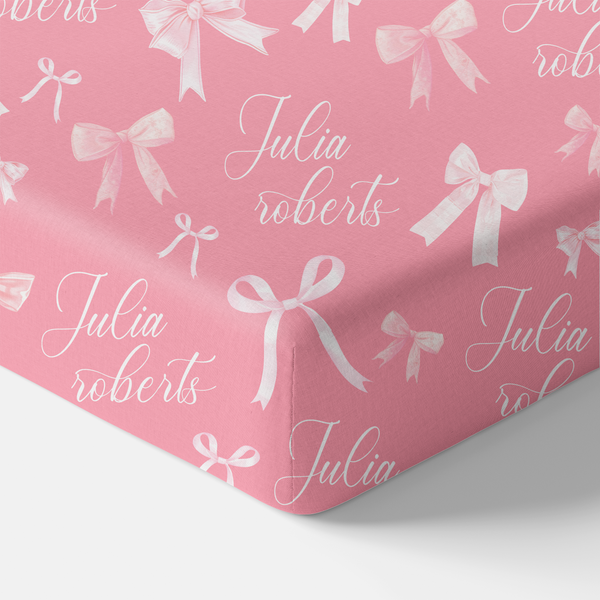 Coquette Bow Personalized Crib Sheet