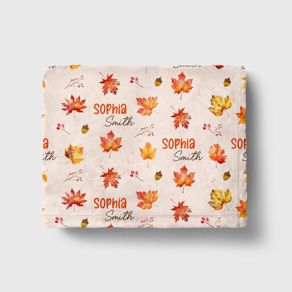 Autumn Leaves Personalized Minky Blanket