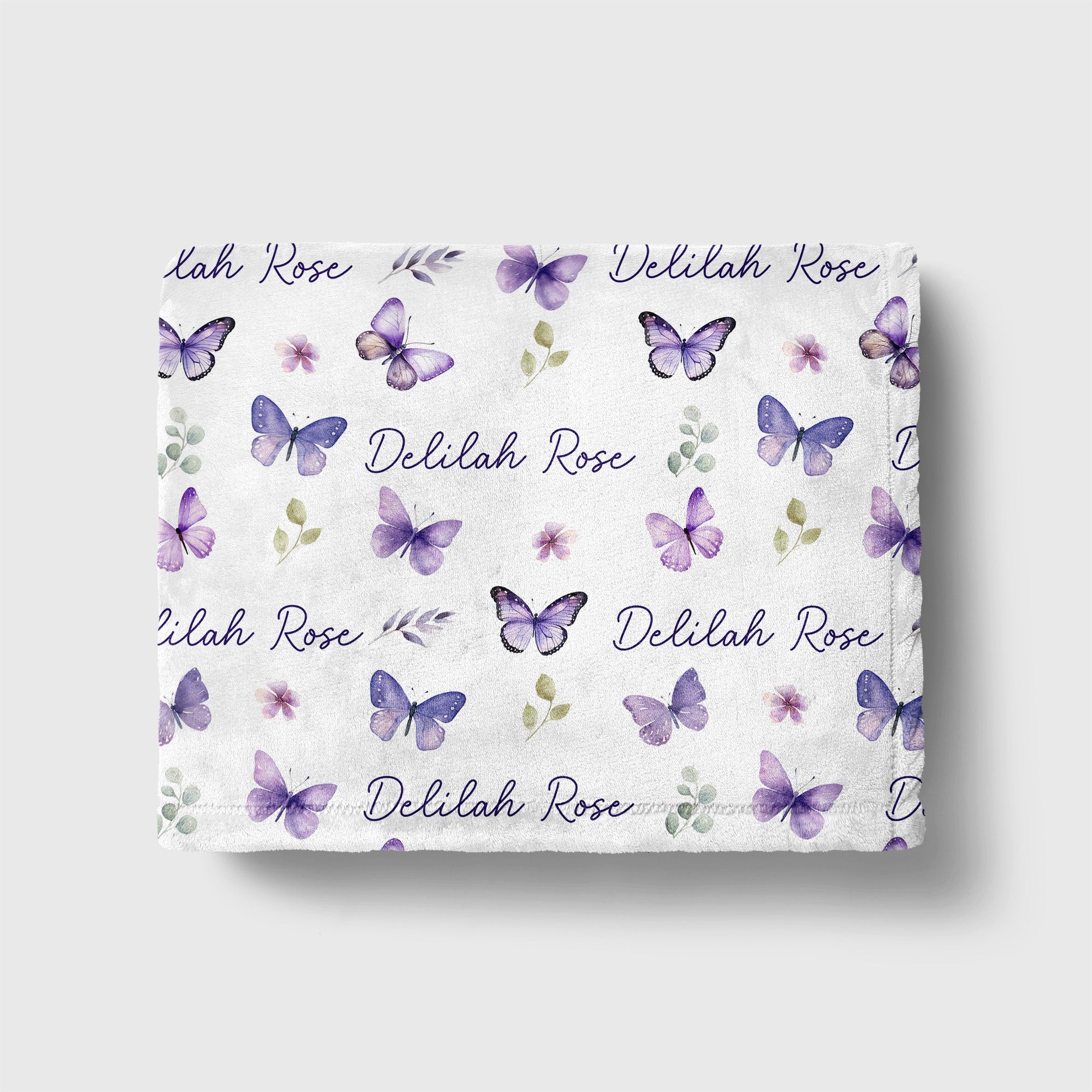 Purple Butterfly Personalized Minky Blanket