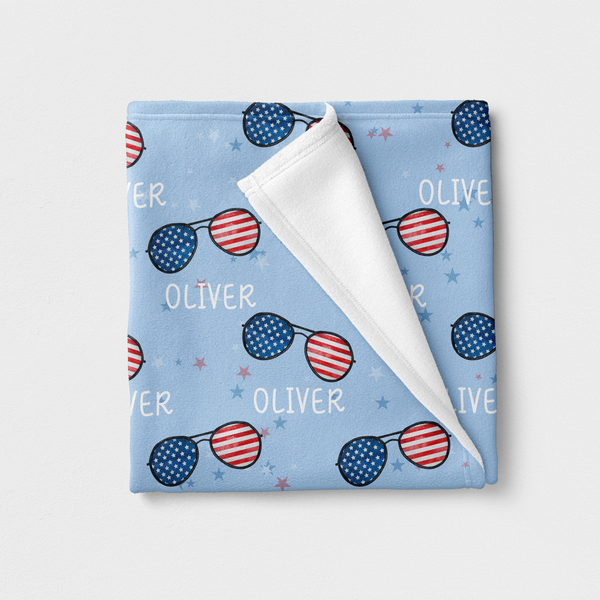 Patriotic Stars Stripes Personalized Minky Blanket