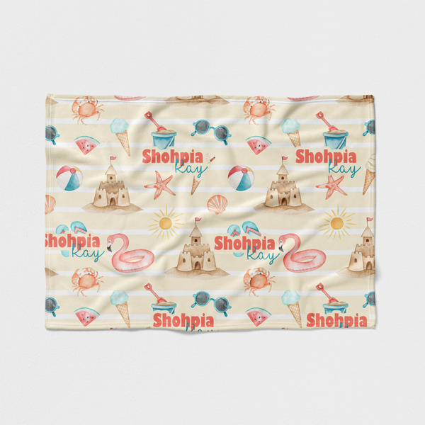 Summer Beach Personalized Minky Blanket