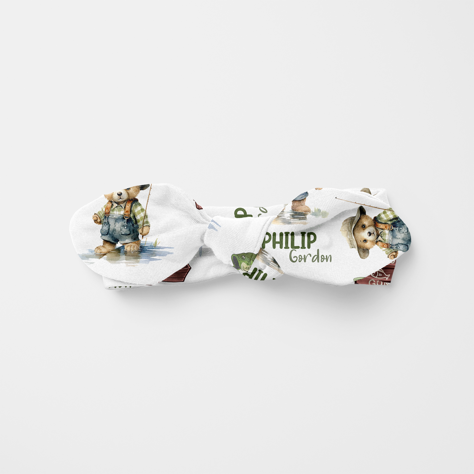 Bear Fishing Personalized Knotted Headband