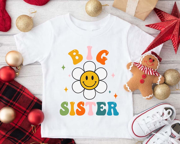 Big Sister Toddler Shirt, Retro Big Sis Kids Tee