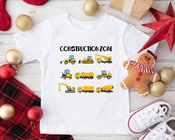 Construction Zone Toddler Shirt, Kids Retro Construction Tee