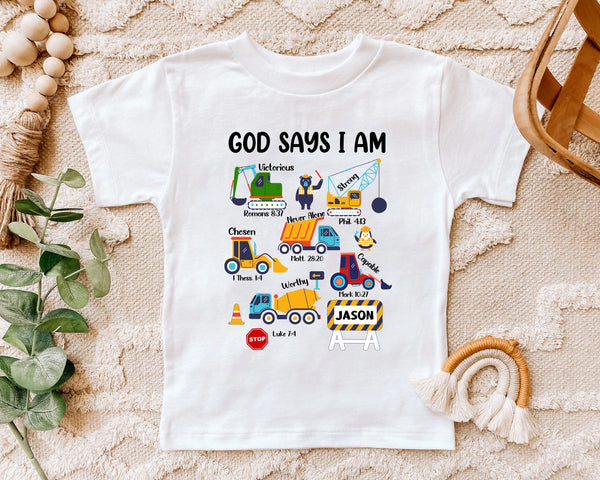 God Says I am Shirt, Custom Toddler Tee, Christian Shirts for Kids