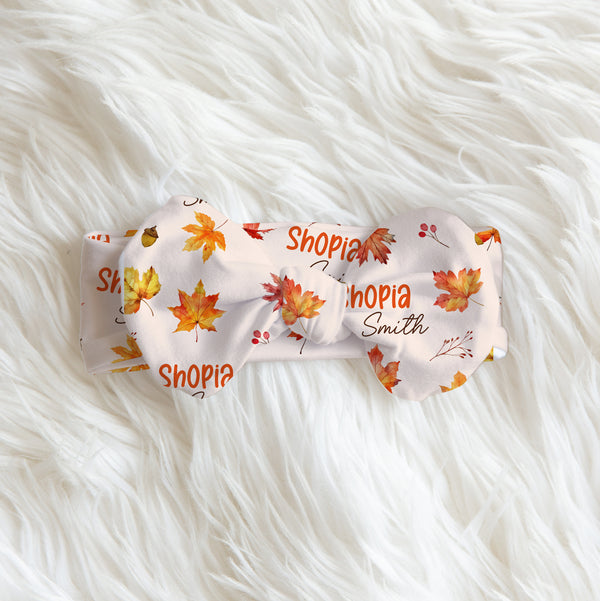 Autumn Leaves Personalized Bow Headband