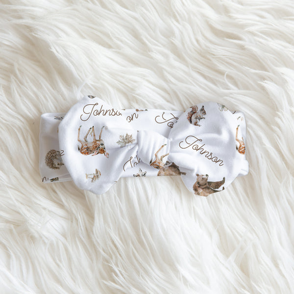 Woodland Animals Personalized Bow Headband
