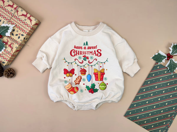 Have A Sweet Christmas Romper, Retro Christmas Baby Outfit