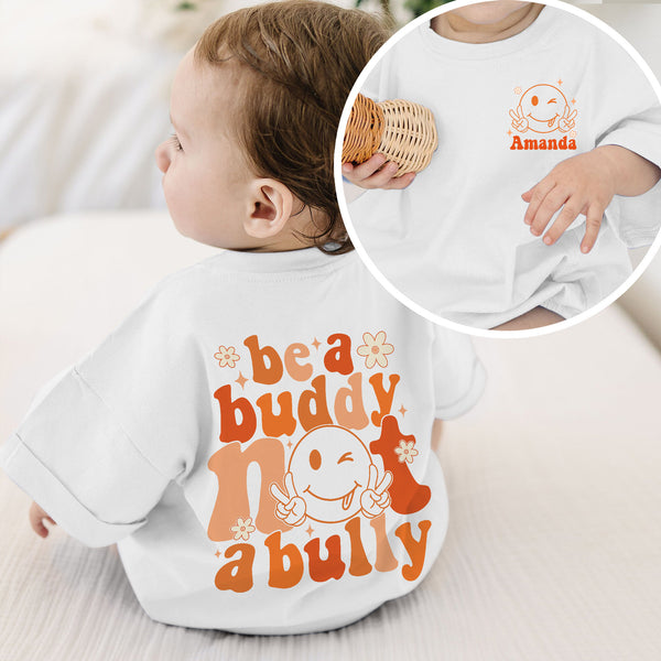 Be A Buddy Not A Bully Tee Romper, Personalized Baby Romper, Kindness Takes Courage