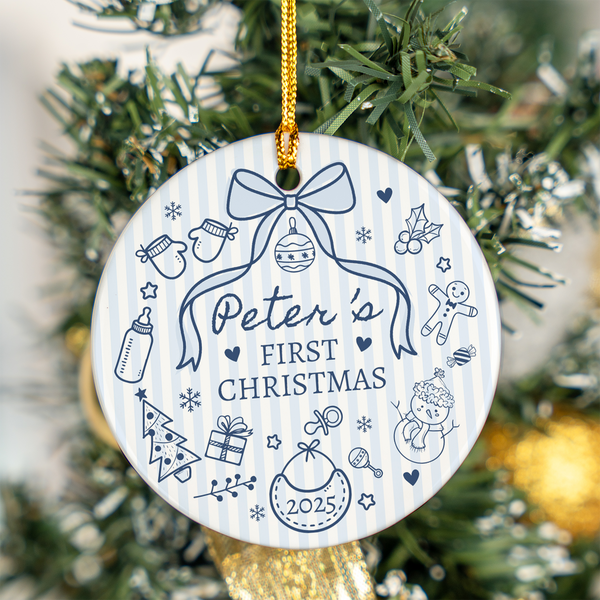 Baby Christmas Personalized Custom Ceramic Ornament