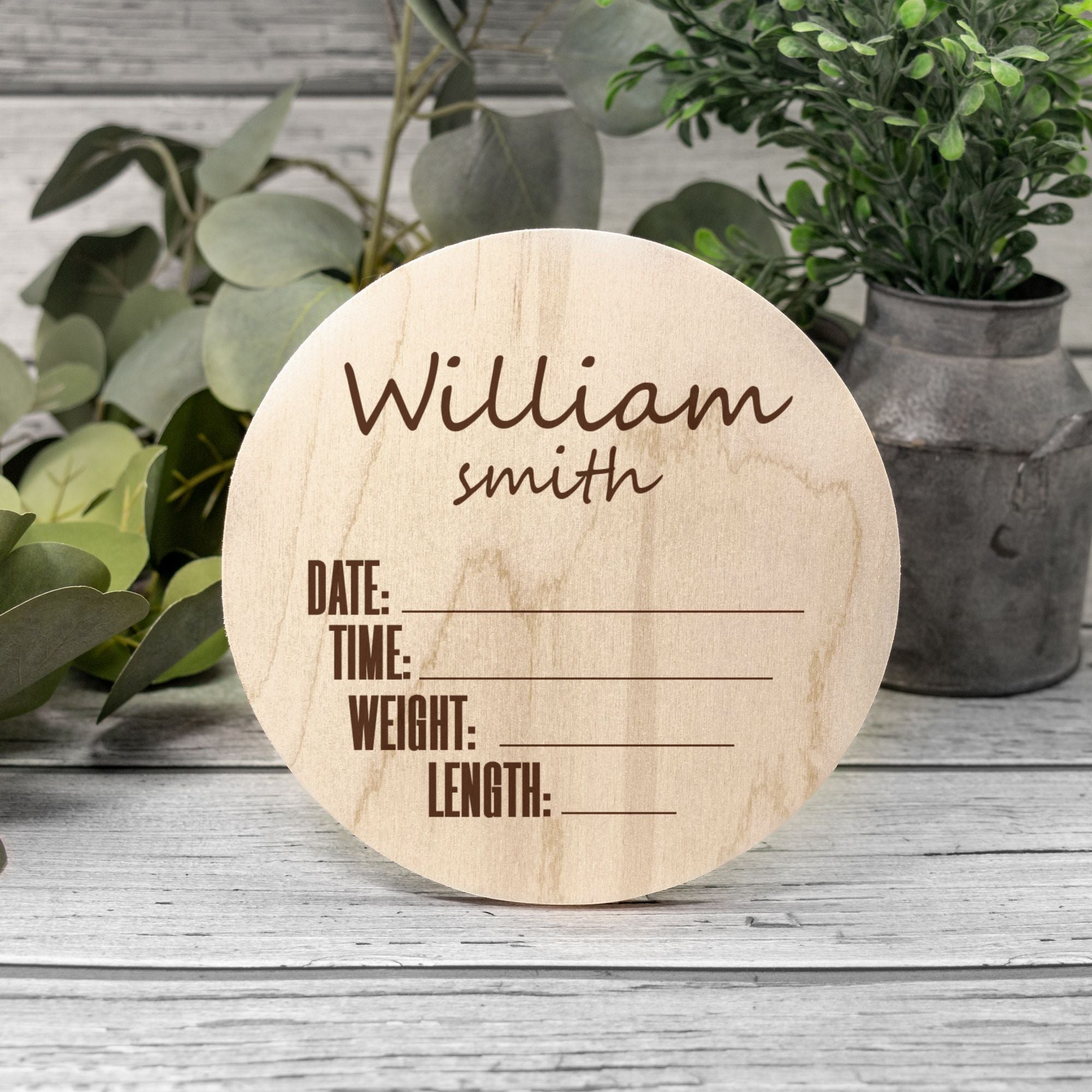 Personalized Birth Stats Wood Announcemen