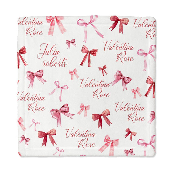 White Coquette Bow Personalized Lovey Blanket