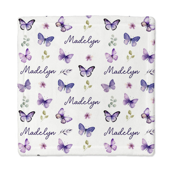 Purple Butterfly Personalized Lovey Blanket