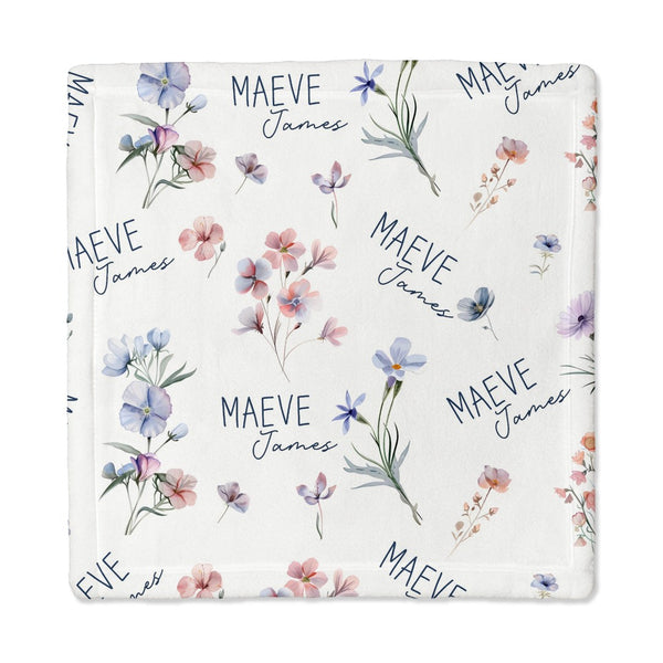 Pretty Wildflower Personalized Lovey Blanket