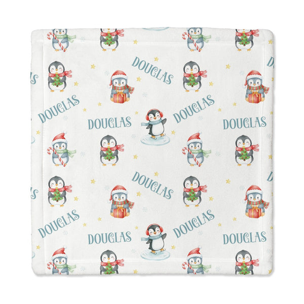 Snow Penguins Personalized Lovey Blanket