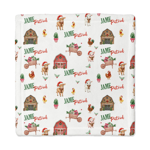 Xmas Farm Personalized Lovey Blanket