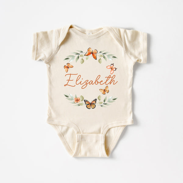 Orange Buttefly Personalized Graphic Bodysuit