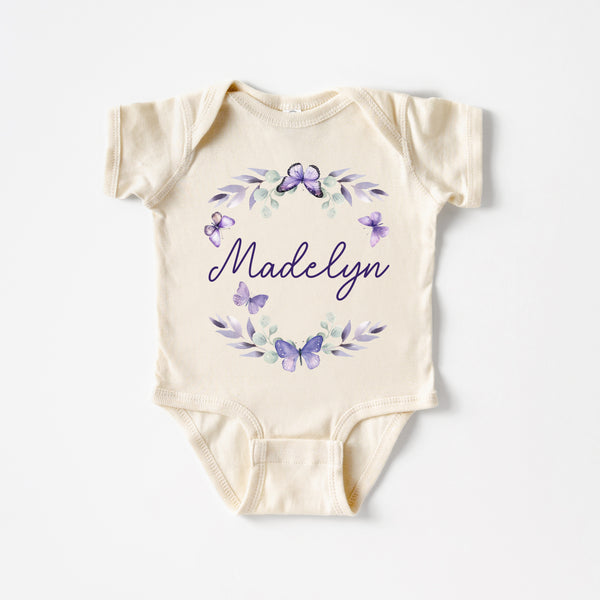 Purple Buttefly Personalized Graphic Bodysuit