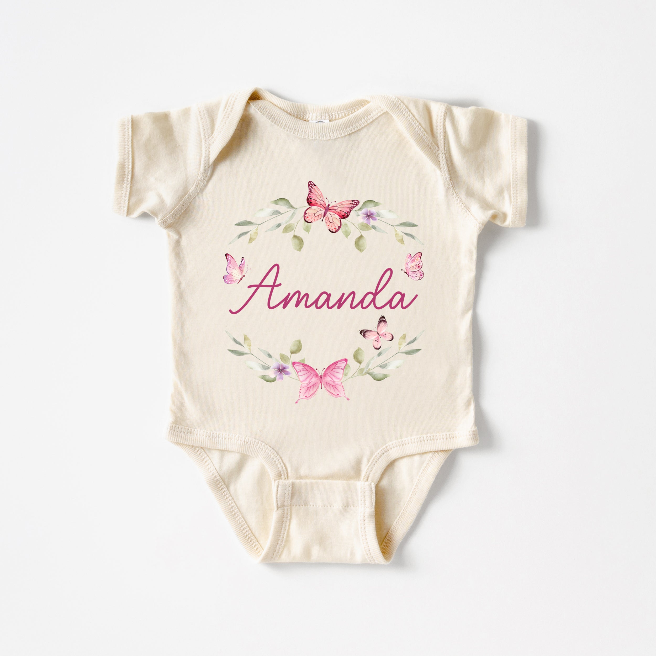 Pink Buttefly Personalized Graphic Bodysuit