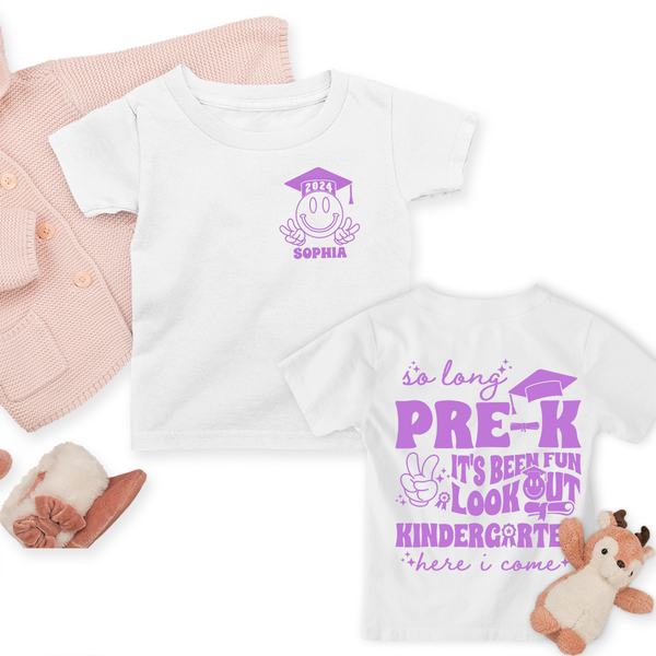 Personalized So Long Pre-K It's Been Fun Look Out Kindergarten Here I Come Toddler Shirt