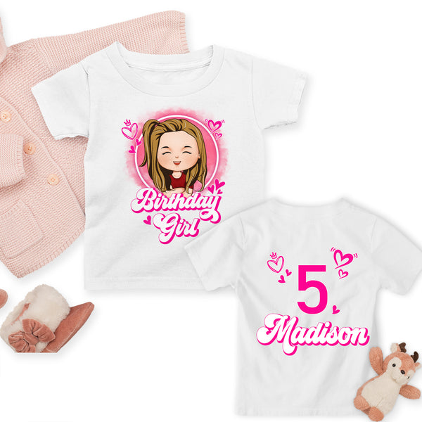 Personalized Birthday Girl Shirt, Baby Girl Doll Custom Name Shirt