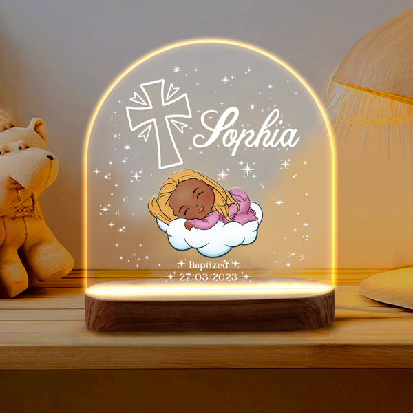 Baptism Gift For Baby Boy, Personalized Nursery Night Light With Name