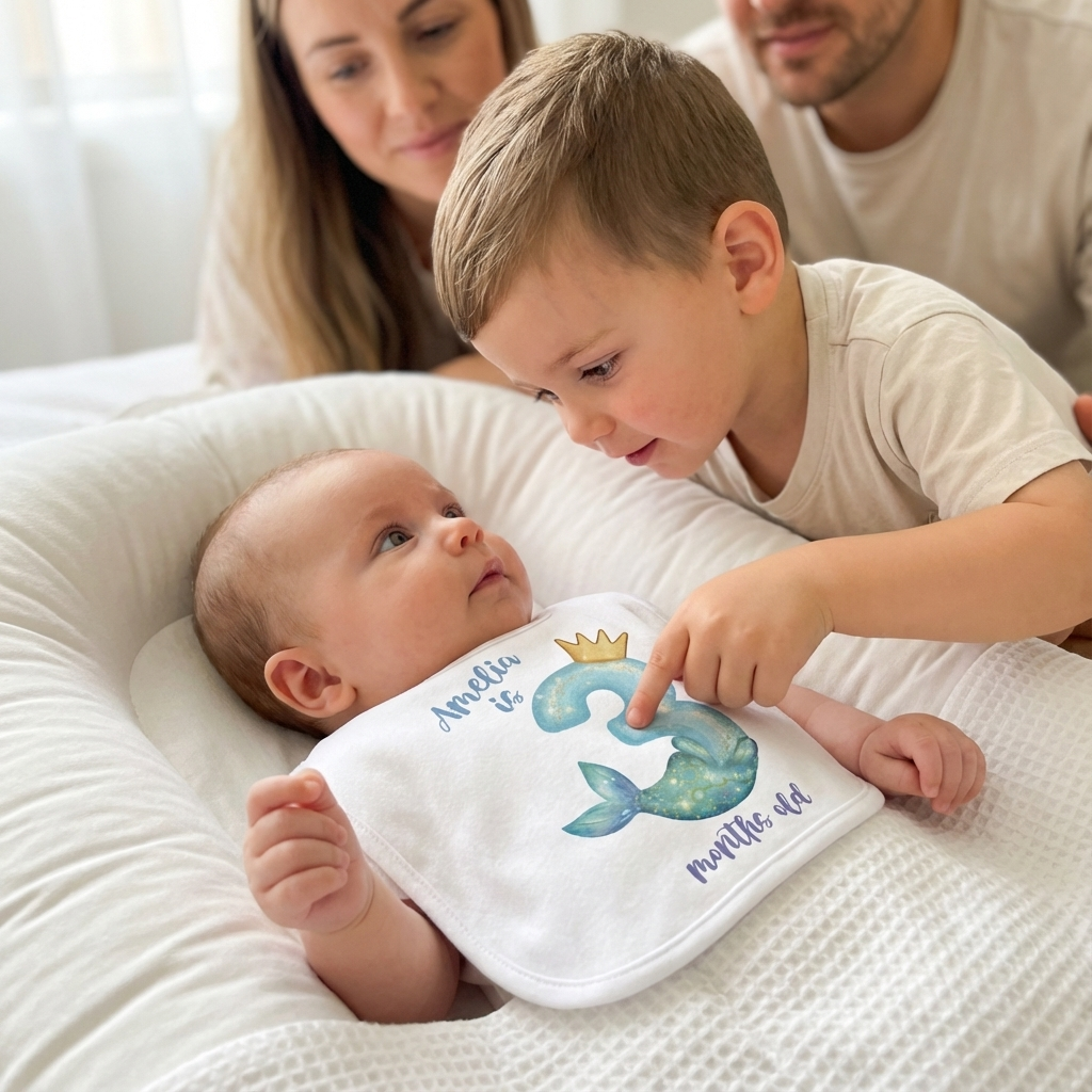 Little Mermaid Personalized Milestone Bib