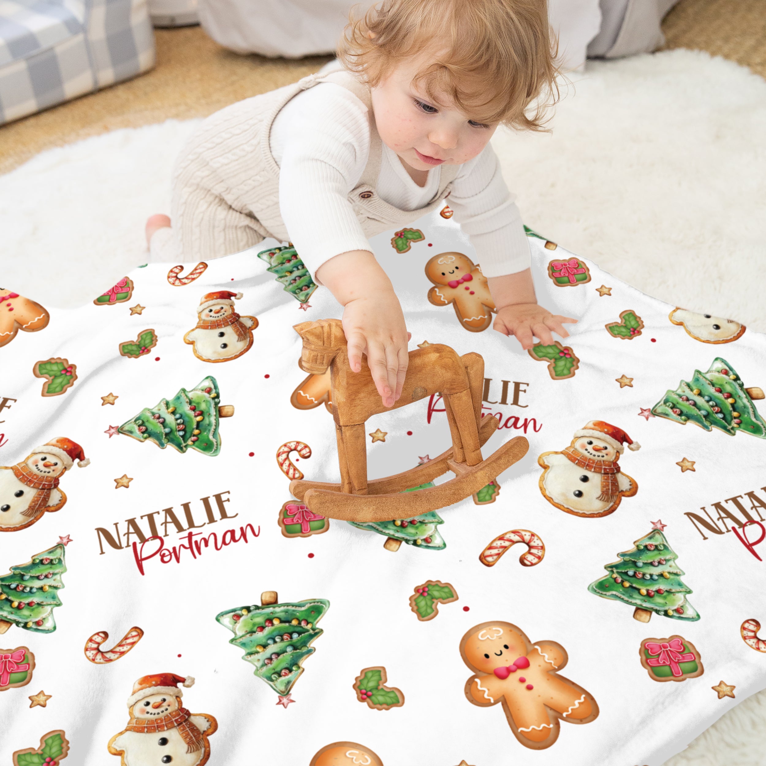 Gingerbread Personalized Kids Minky Blanket