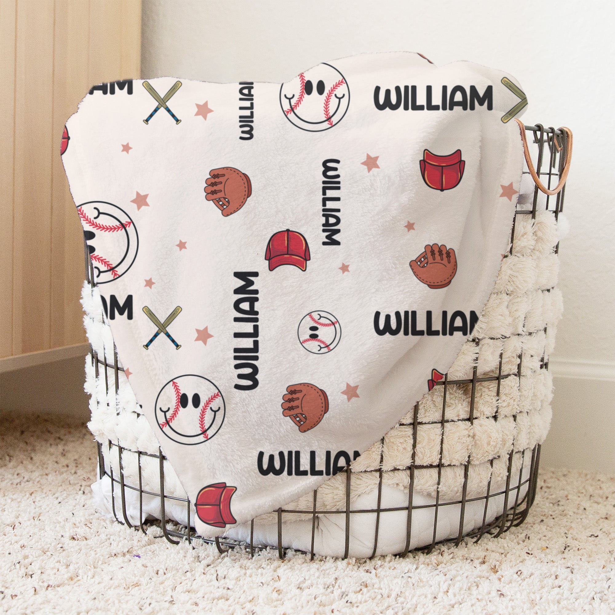 Baseball Personalized Minky Blanket