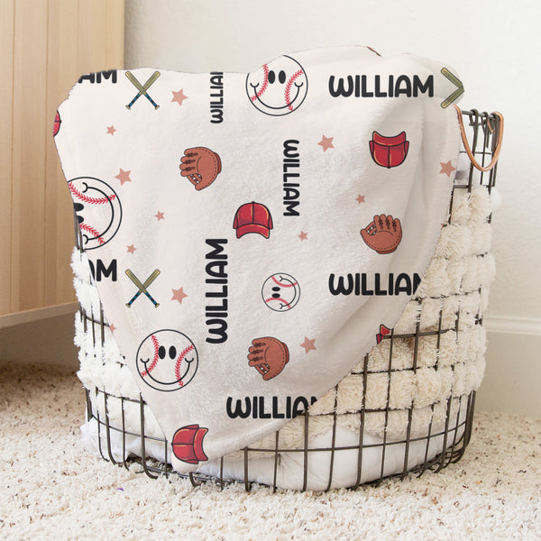 Baseball Personalized Minky Blanket
