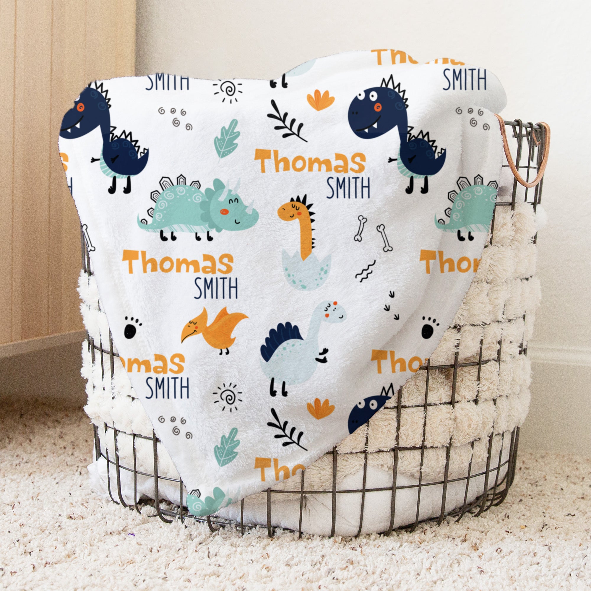 Cute Dinosaurs Personalized Minky Blanket