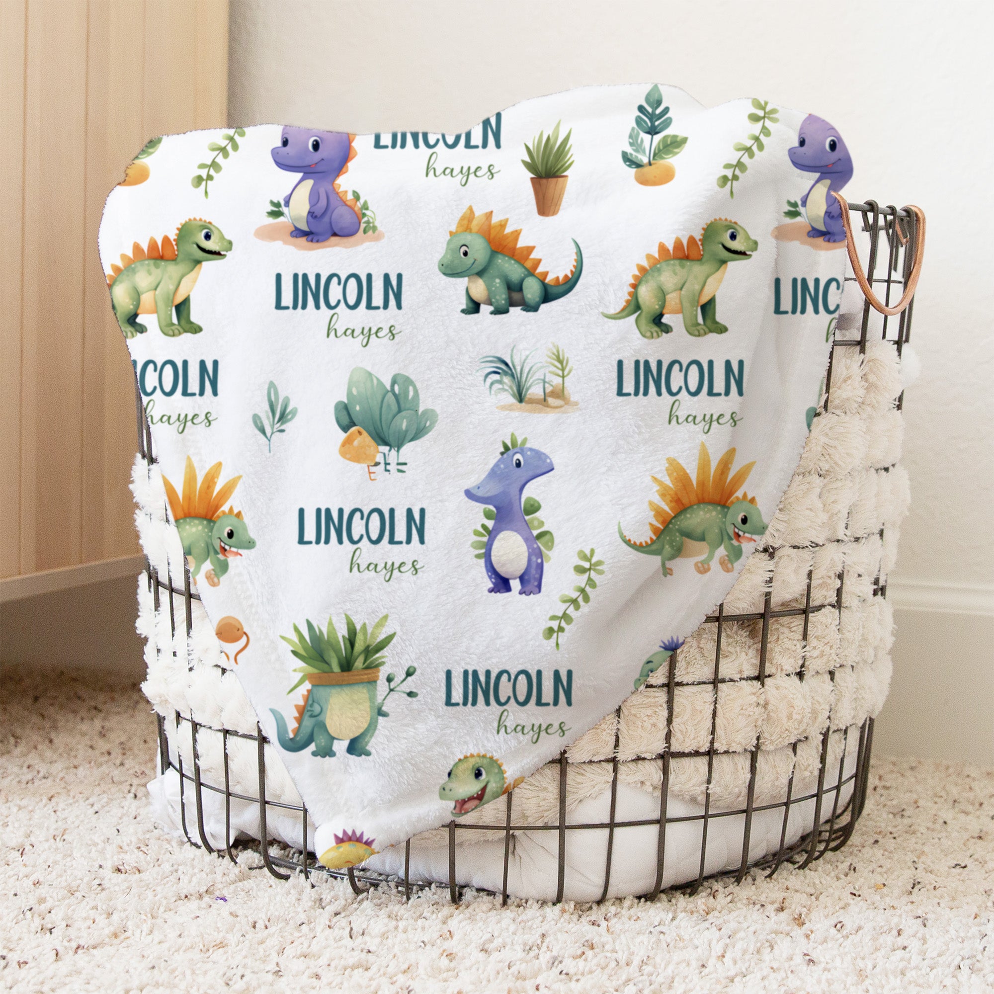 Dinosaur Boy Personalized Minky Blanket