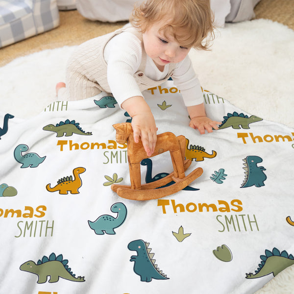 Mini Dinosaur Personalized Minky Blanket