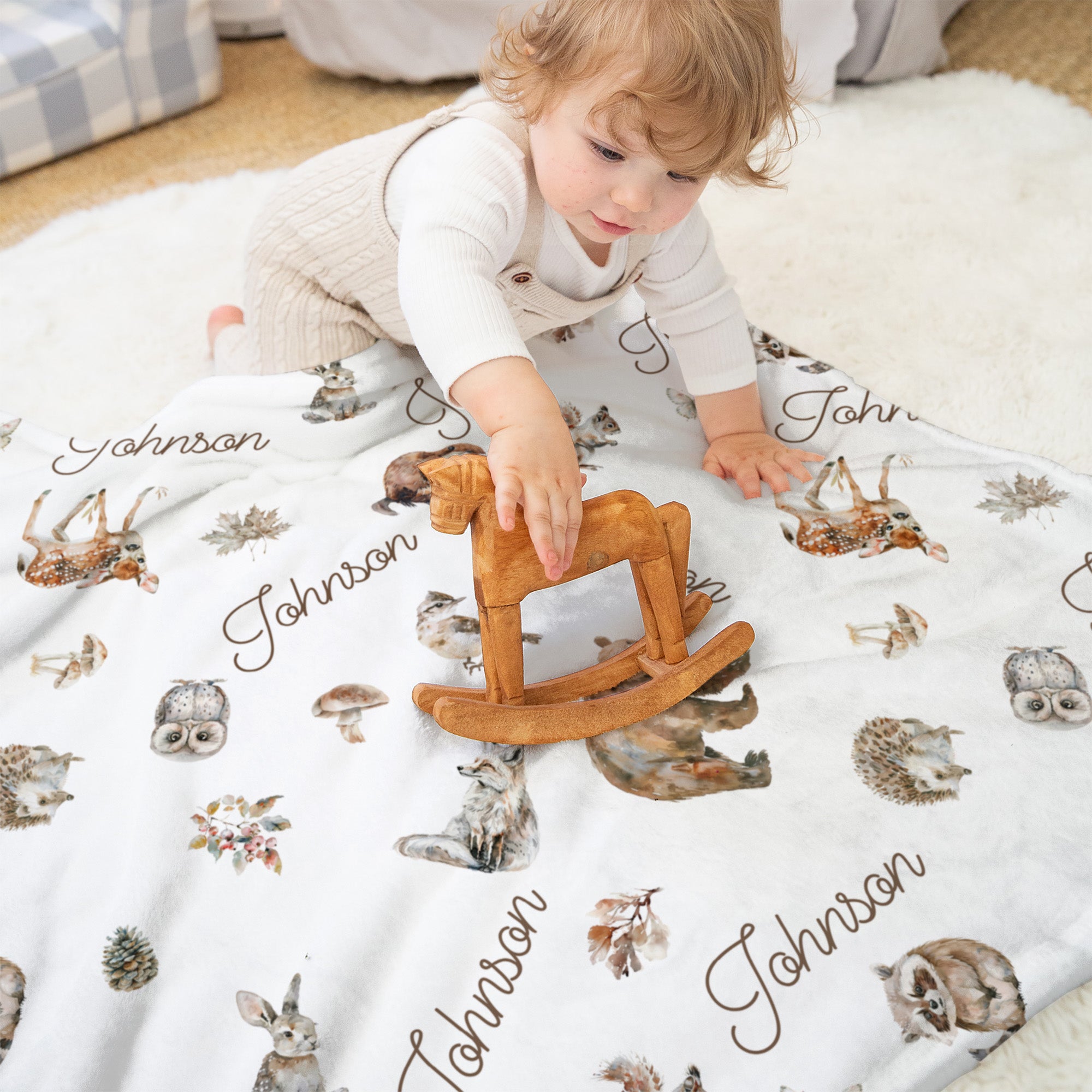 Woodland Animals Personalized Minky Blanket